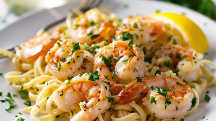 Chef Asif plating shrimp scampi