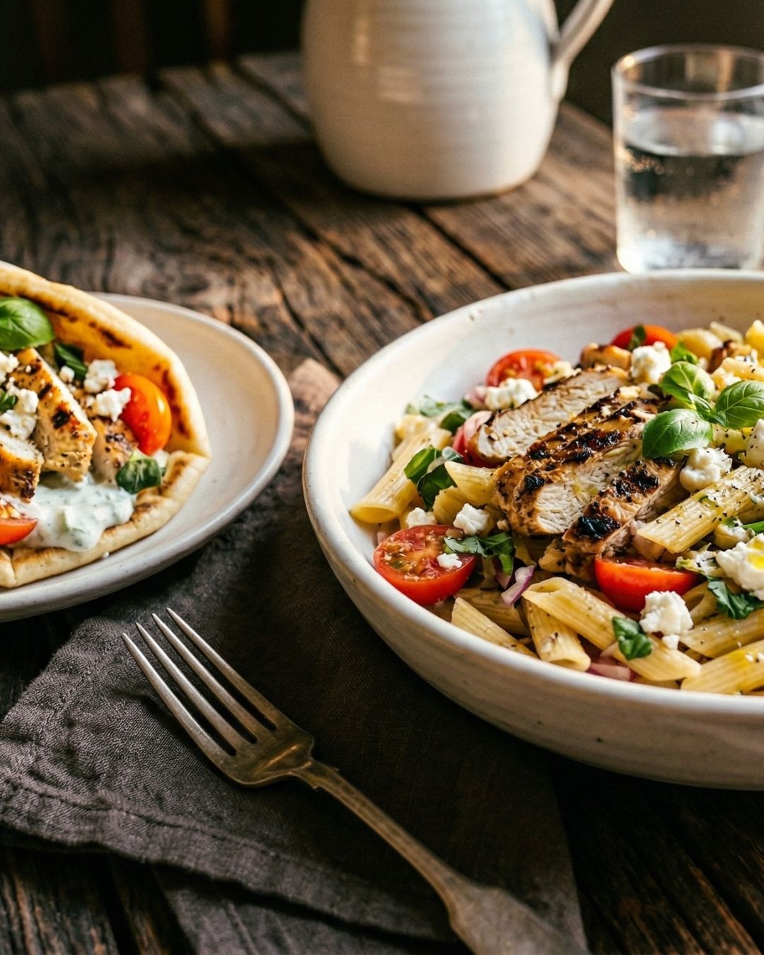 Grilled Chicken & Feta Pasta Salad