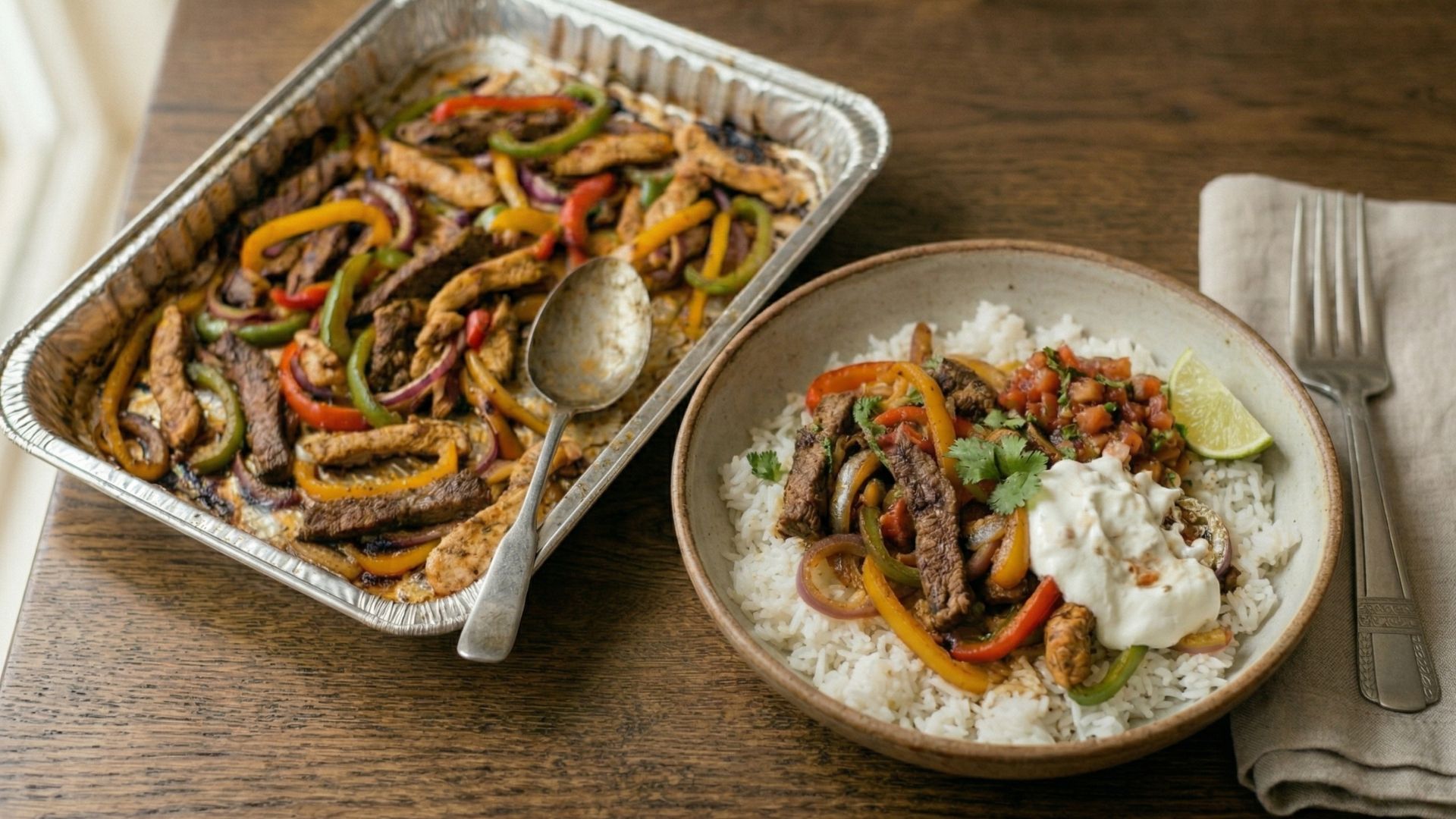 Family style chicken fajita bake