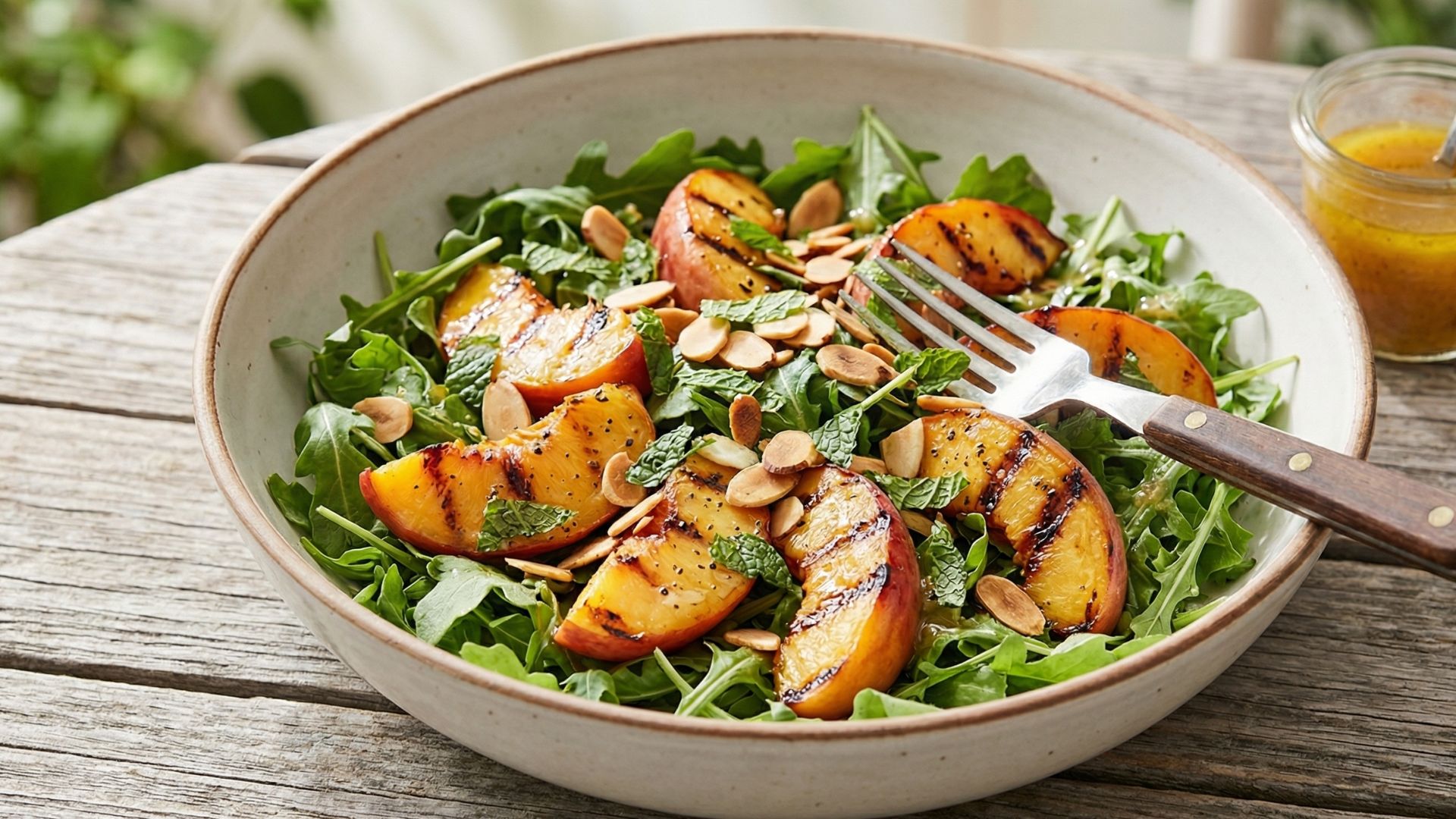 Grilled Peach & Arugula Salad